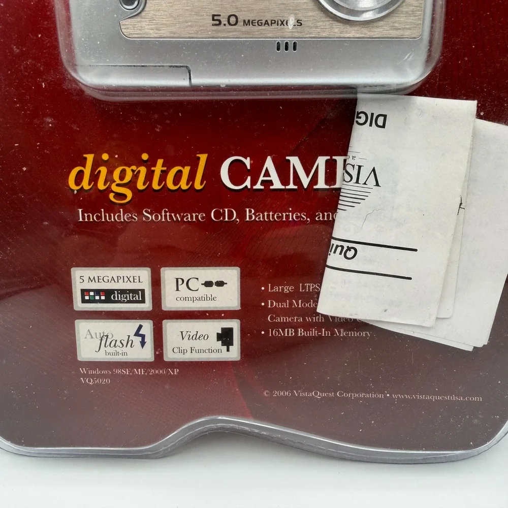 VistaQuest VQ5020 Digital Camera 5.0MP Silver 2.5 LCD Y2K Vintage OPEN BOX